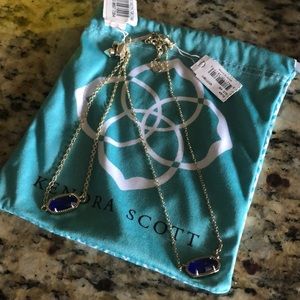 Nwt Kendra Scott 2-pc set: gold Elisa necklace and Elaina bracelet cobalt blue